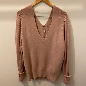 Deep V neck light mauve sweater